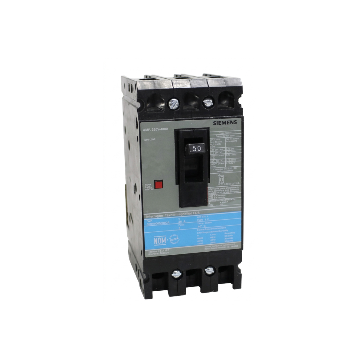 Interruptor ED63B050MX 3 Polos 50 A 600 V Descripción